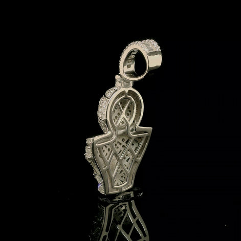 Men's Iced Out Moissanite Basketball & Hoop Pendant | 3.34ct | 30mm | VVS