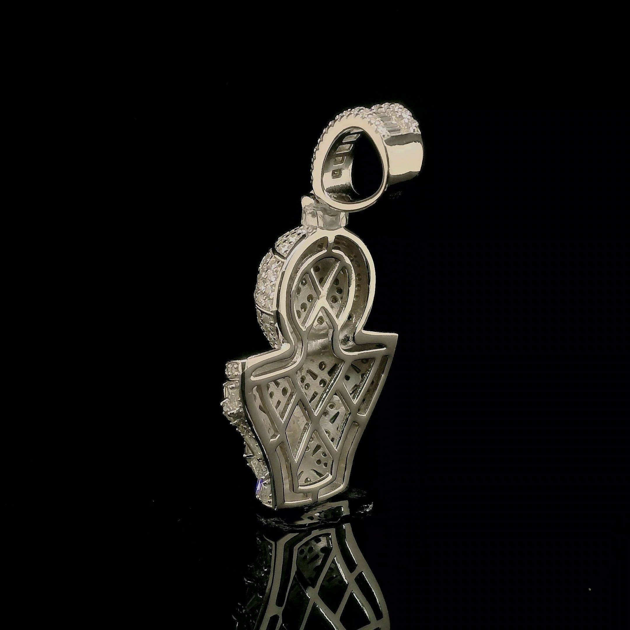 Men's Iced Out Moissanite Basketball & Hoop Pendant | 3.34ct | 30mm | VVS