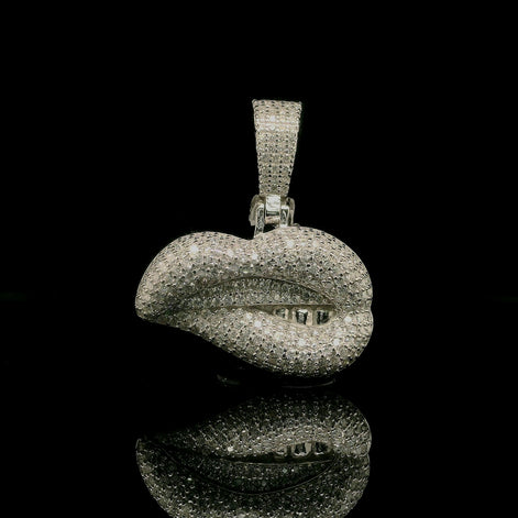Men's Iced Out Moissanite Lips Pendant with Teeth | 2.16ct | 17mm | VVS