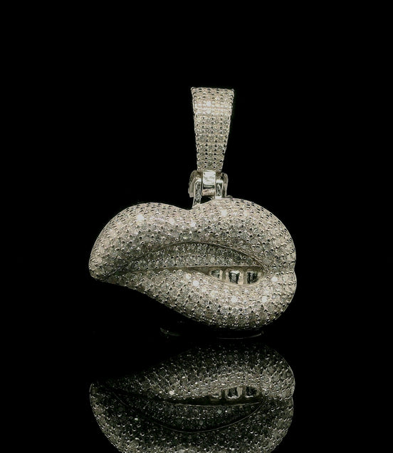 Men's Iced Out Moissanite Lips Pendant with Teeth | 2.16ct | 17mm | VVS