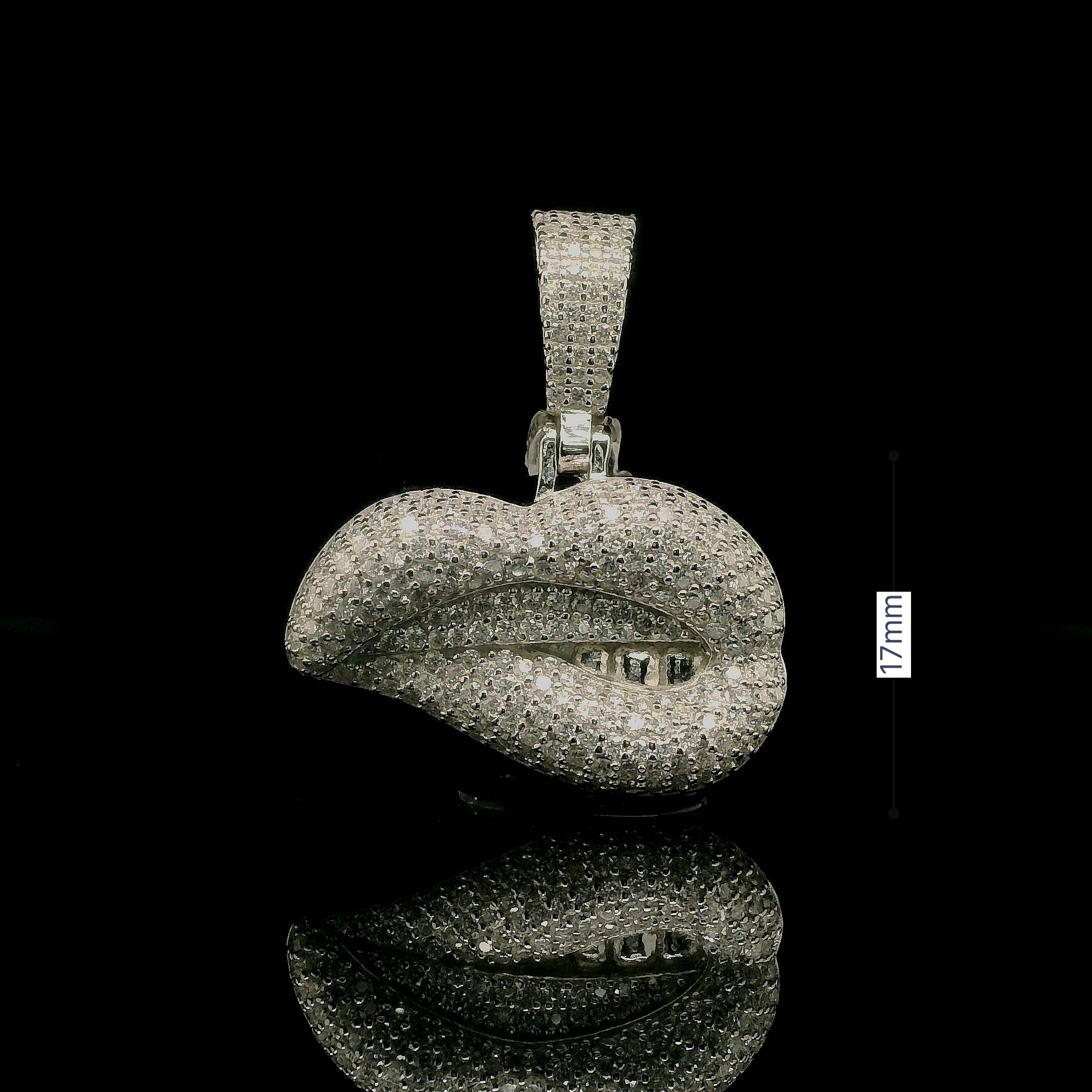 Men's Iced Out Moissanite Lips Pendant with Teeth | 2.16ct | 17mm | VVS