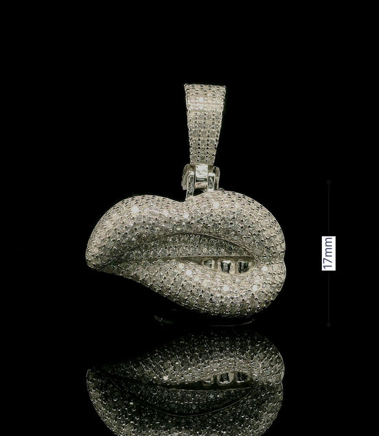 Men's Iced Out Moissanite Lips Pendant with Teeth | 2.16ct | 17mm | VVS