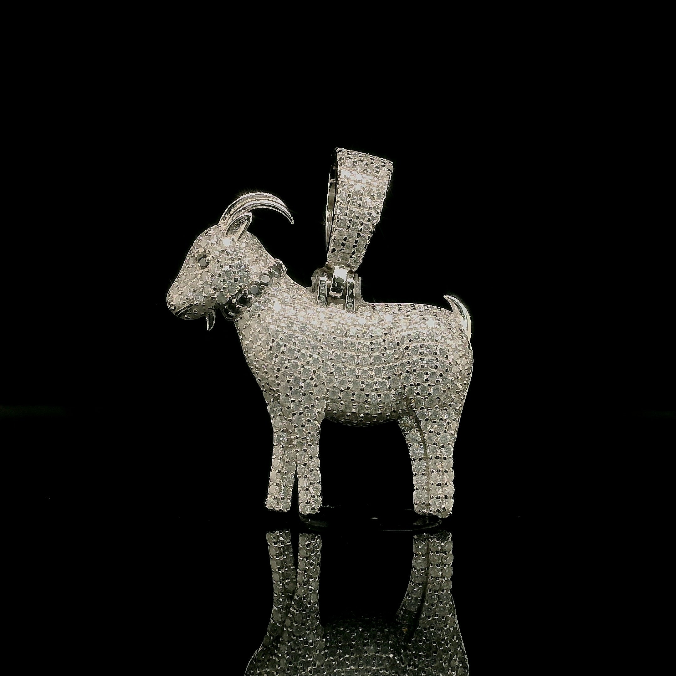 Men's Iced Out Moissanite 3D Goat Pendant | 2.22ct | 30mm | VVS