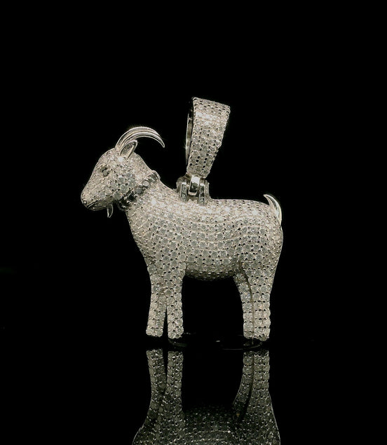 Men's Iced Out Moissanite 3D Goat Pendant | 2.22ct | 30mm | VVS