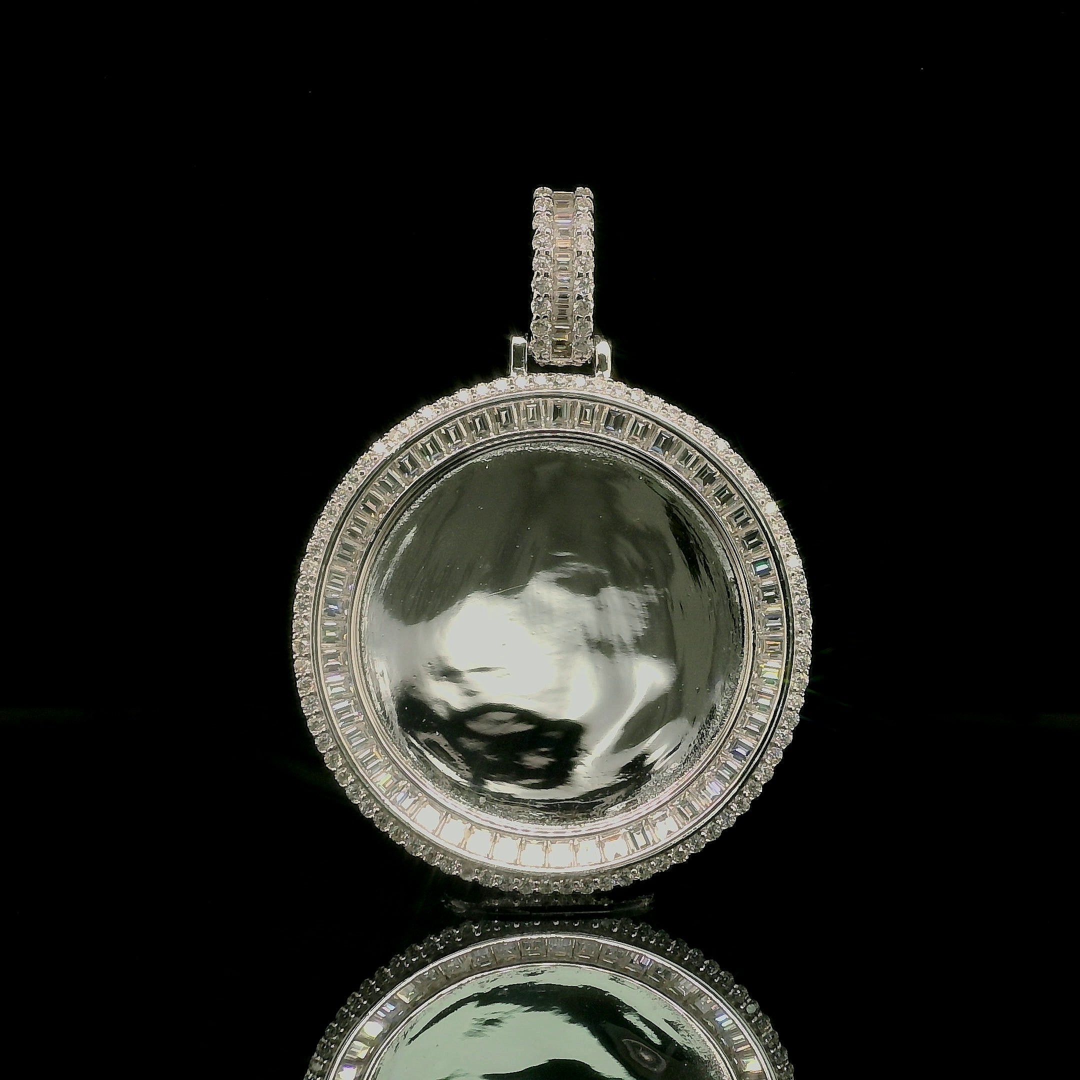 Men's Iced Out Moissanite Round Memory Picture Pendant | 2.55ct | 33mm | VVS