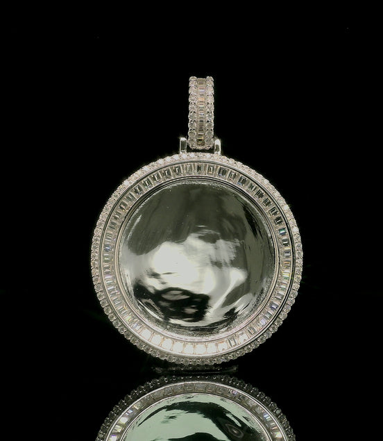 Men's Iced Out Moissanite Round Memory Picture Pendant | 2.55ct | 33mm | VVS