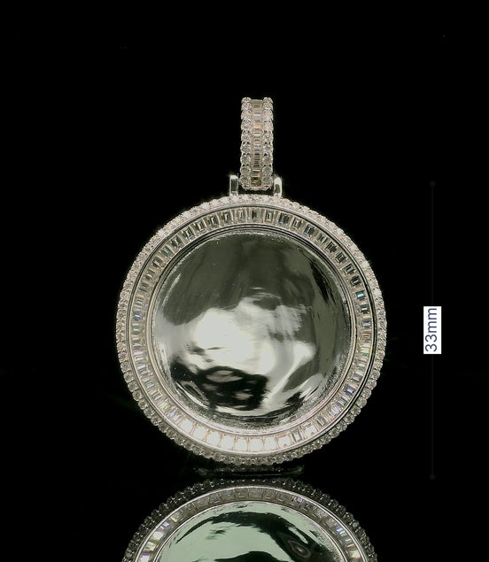 Men's Iced Out Moissanite Round Memory Picture Pendant | 2.55ct | 33mm | VVS
