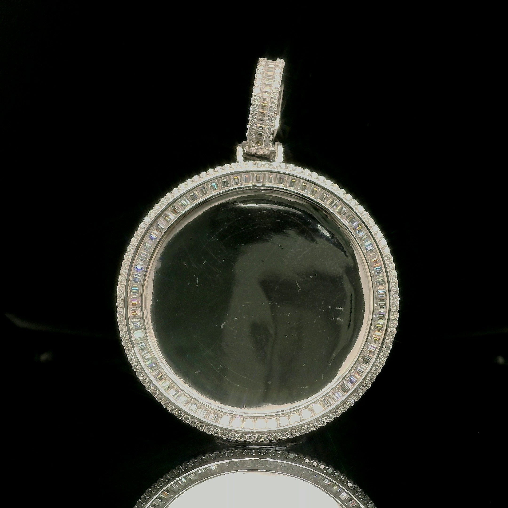 Men's Iced Out Moissanite Round Memory Picture Pendant | 2.7ct | 42mm | VVS