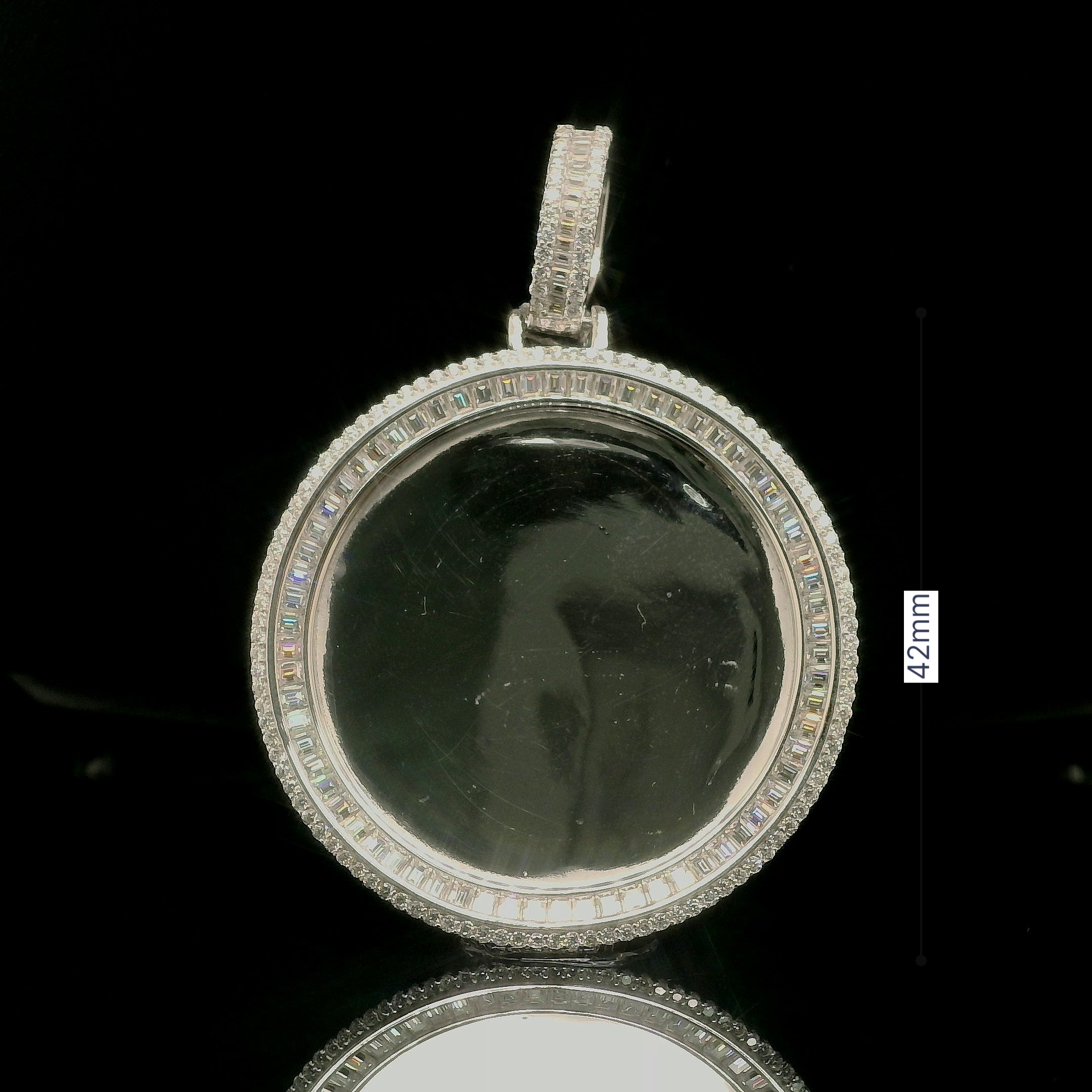 Men's Iced Out Moissanite Round Memory Picture Pendant | 2.7ct | 42mm | VVS