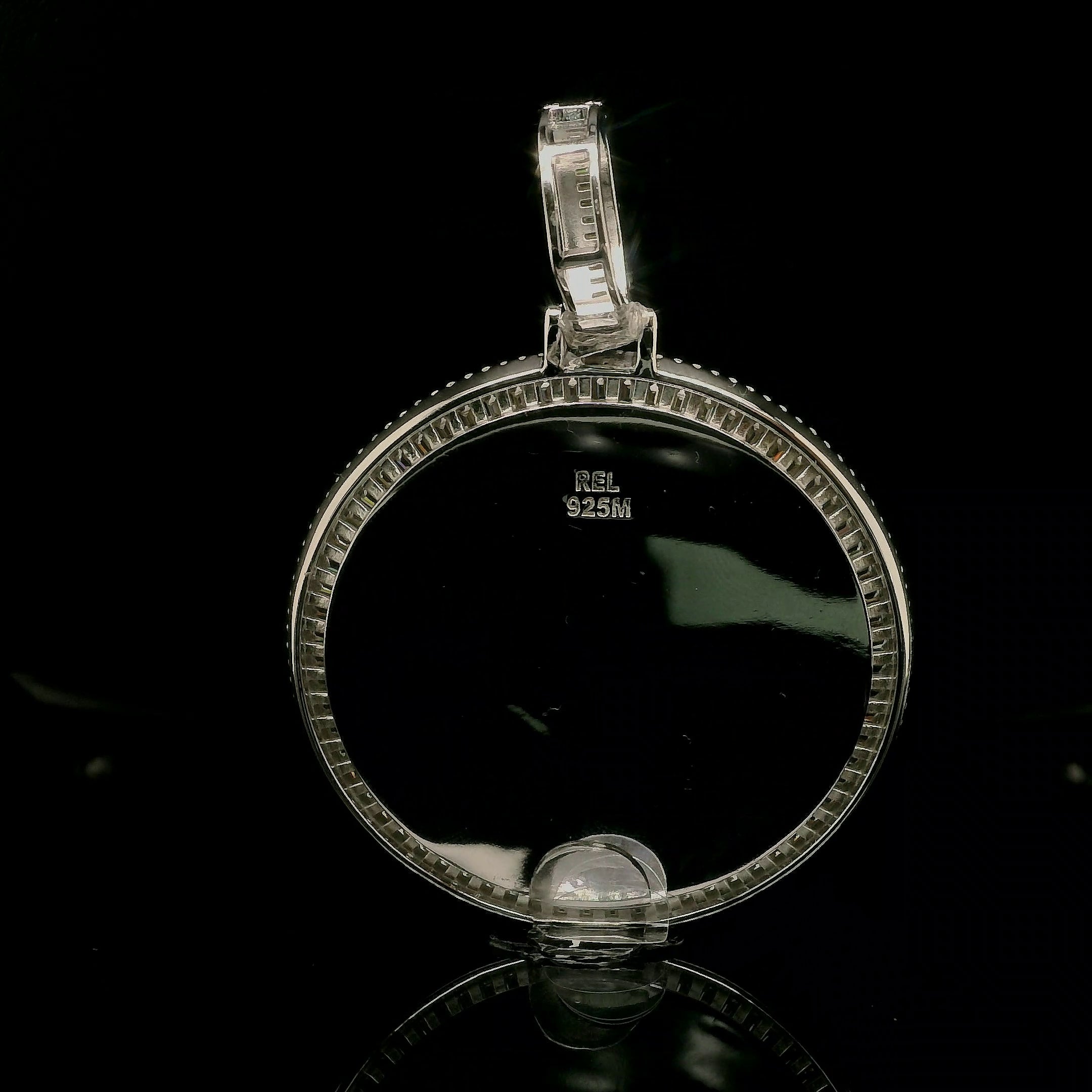 Men's Iced Out Moissanite Round Memory Picture Pendant | 2.7ct | 42mm | VVS