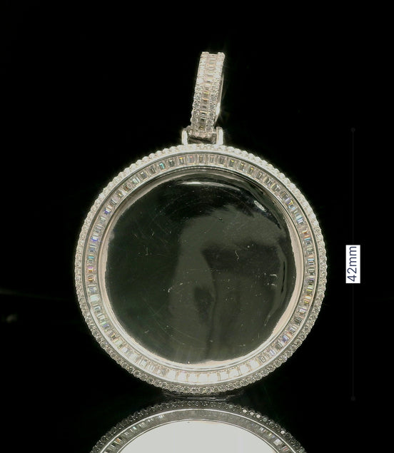 Men's Iced Out Moissanite Round Memory Picture Pendant | 2.7ct | 42mm | VVS