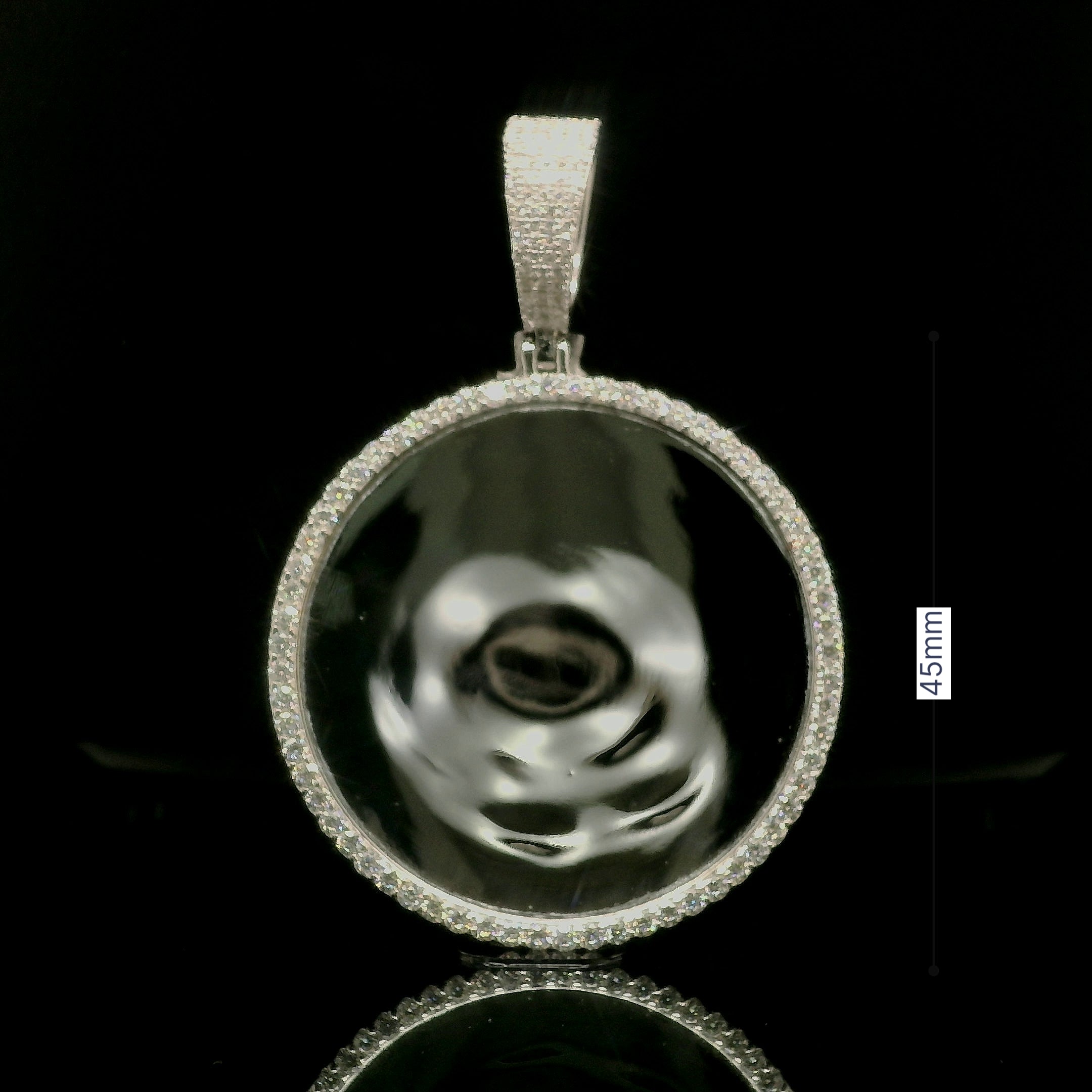 Men's Iced Out Moissanite Round Memory Picture Pendant | 3.35ct | 45mm | VVS