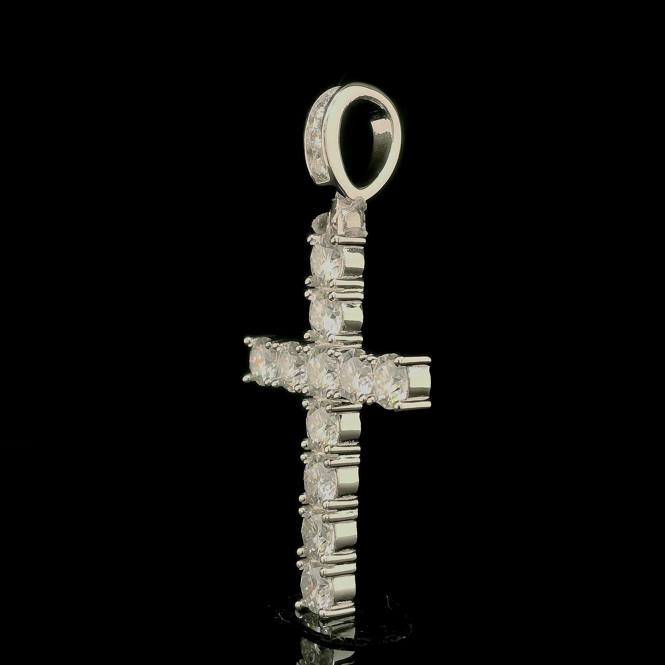 Men's Iced Out Chunky Tennis Cross Pendant | 3.48ct | 30mm | VVS
