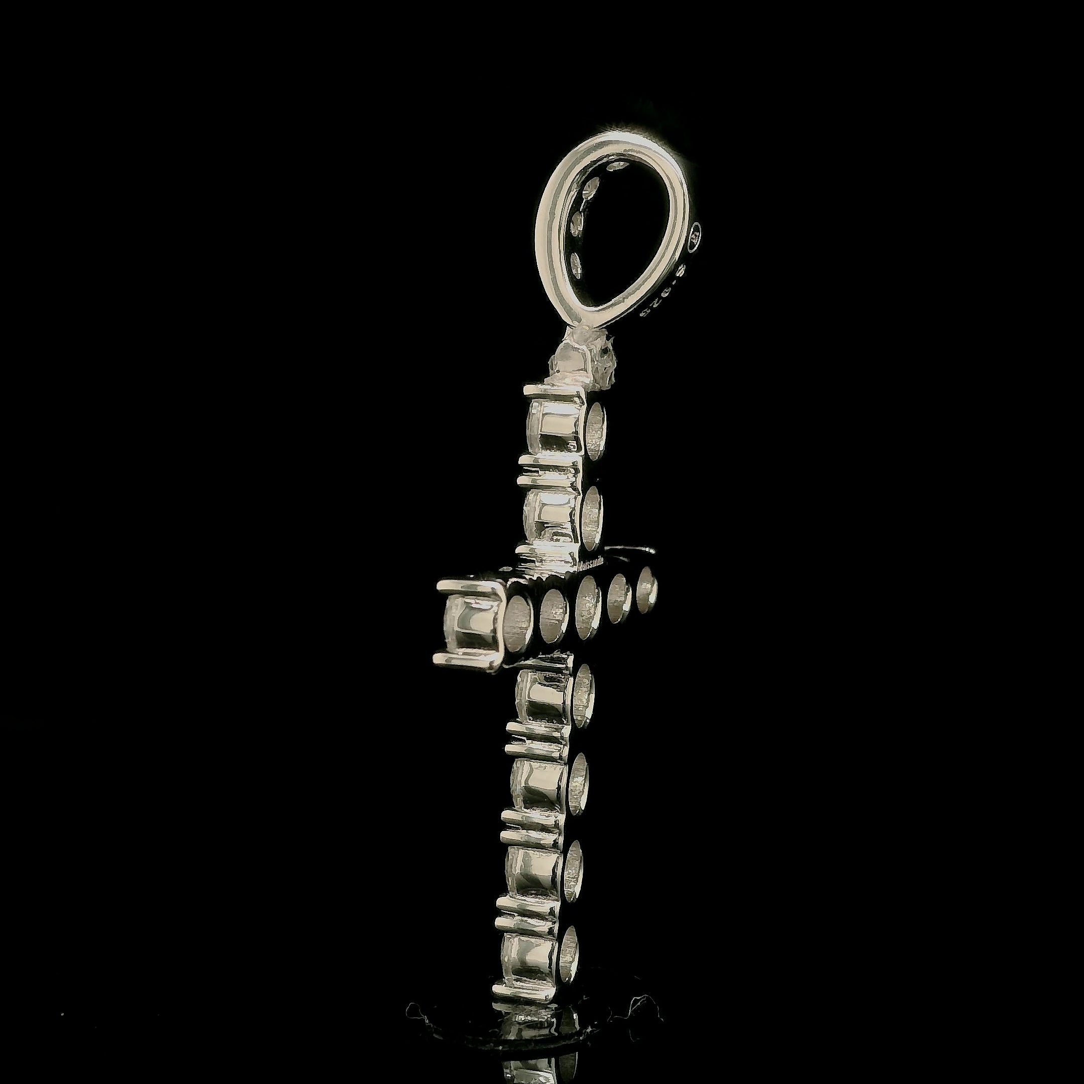 Men's Iced Out Chunky Tennis Cross Pendant | 3.48ct | 30mm | VVS