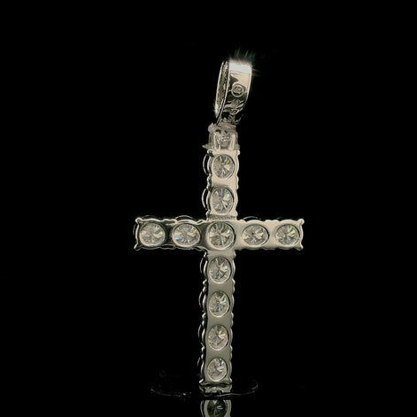 Men's Iced Out Chunky Tennis Cross Pendant | 3.48ct | 30mm | VVS