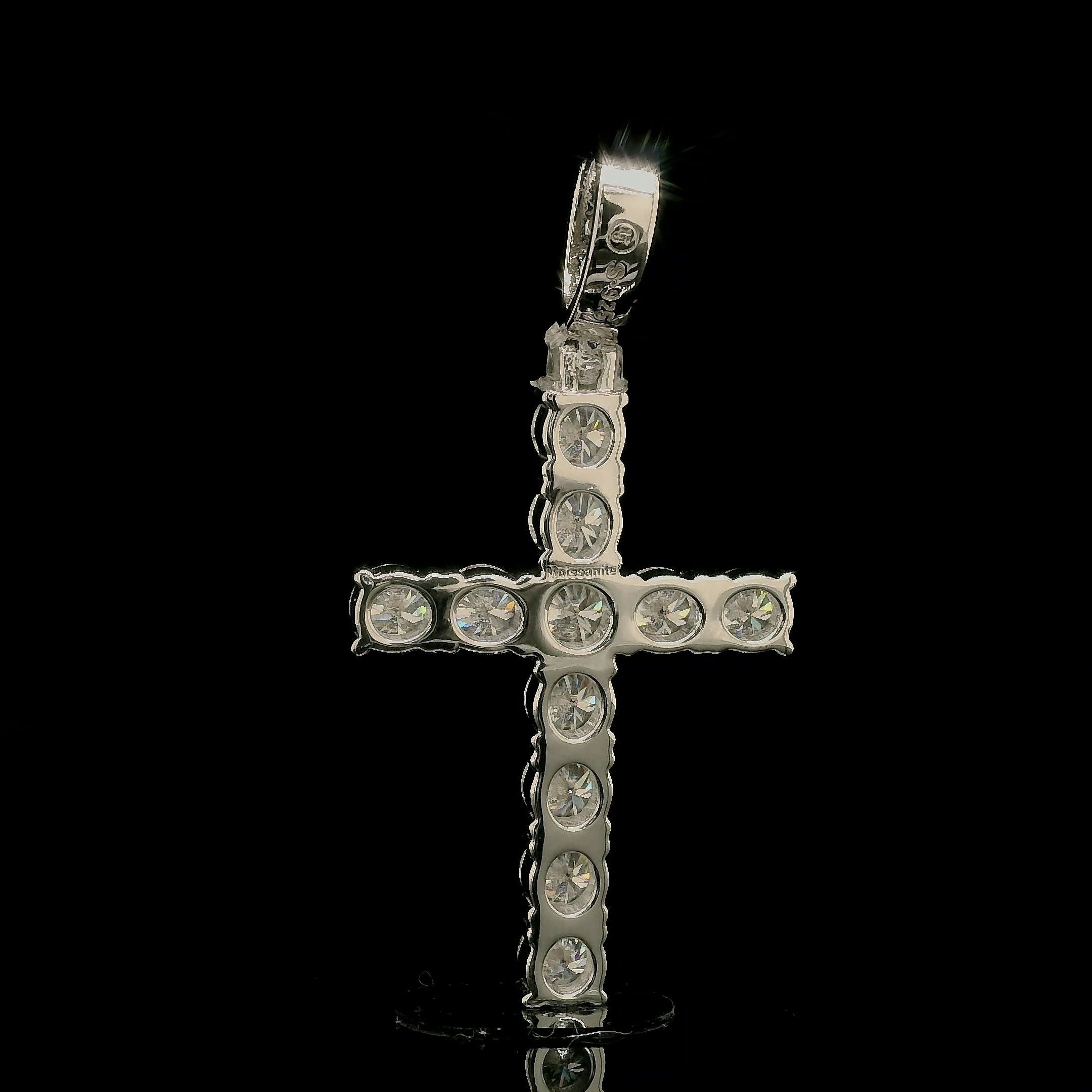 Men's Iced Out Chunky Tennis Cross Pendant | 3.48ct | 30mm | VVS
