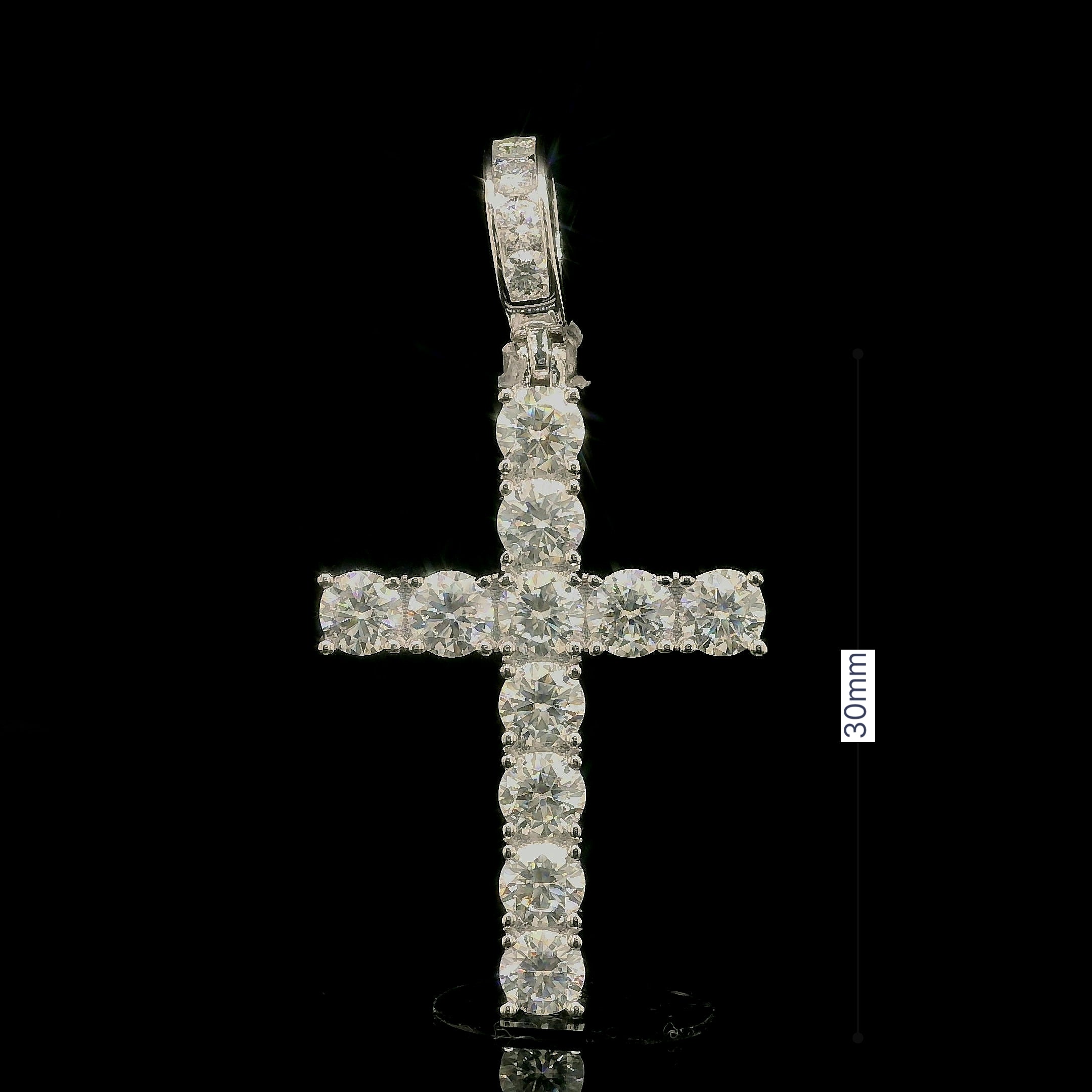Men's Iced Out Chunky Tennis Cross Pendant | 3.48ct | 30mm | VVS