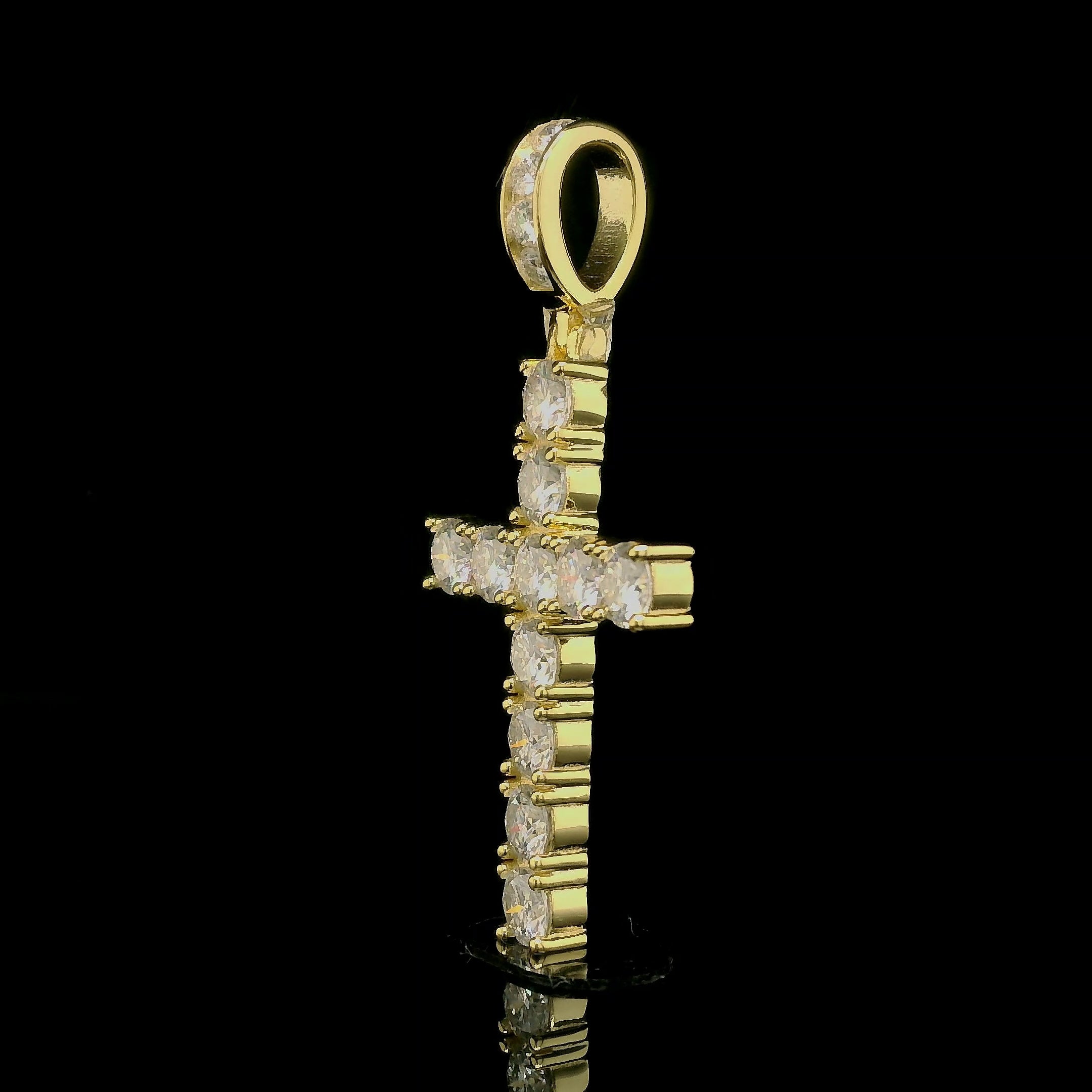 Men's Iced Out Chunky Tennis Cross Pendant | 3.48ct | 30mm | VVS