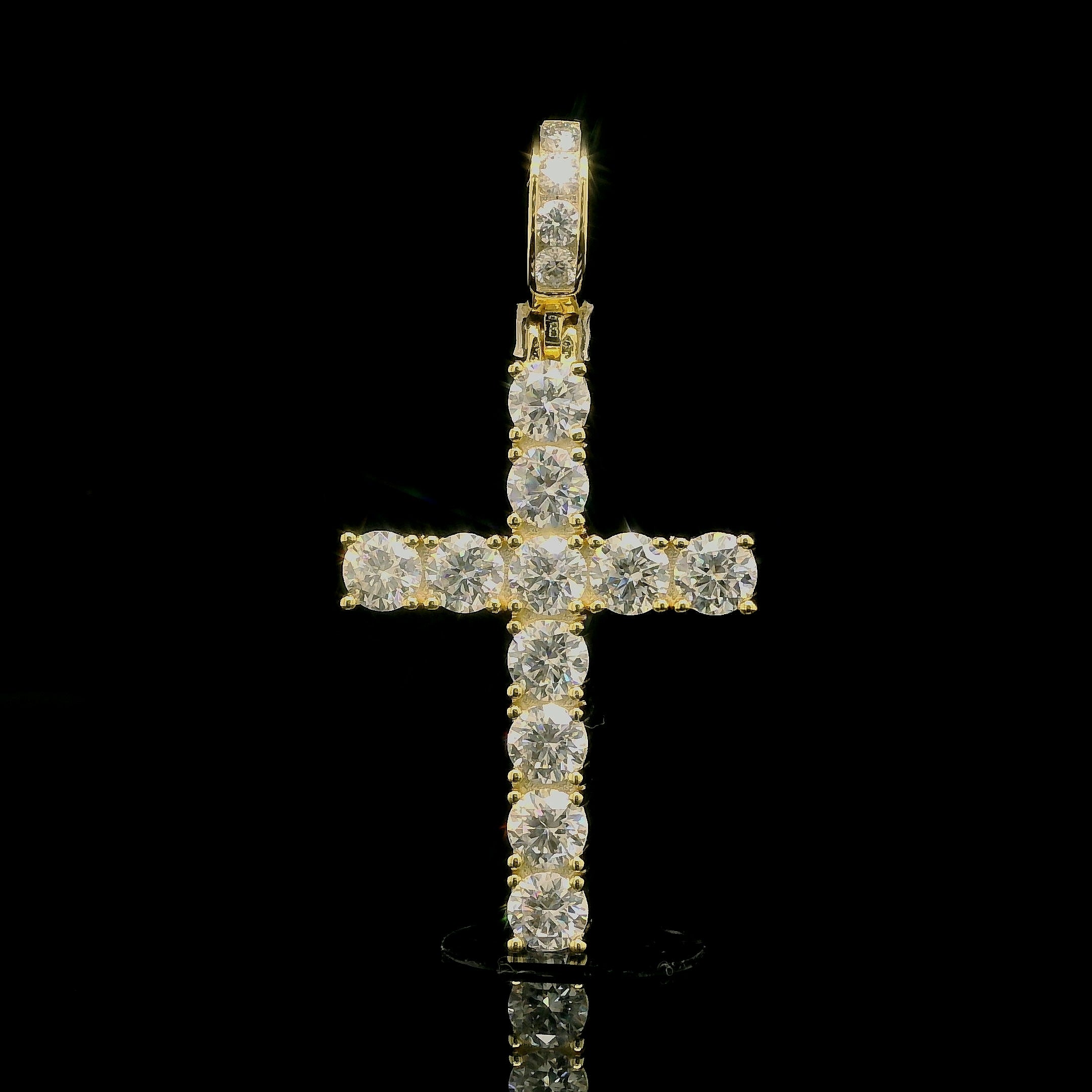 Men's Iced Out Chunky Tennis Cross Pendant | 3.48ct | 30mm | VVS