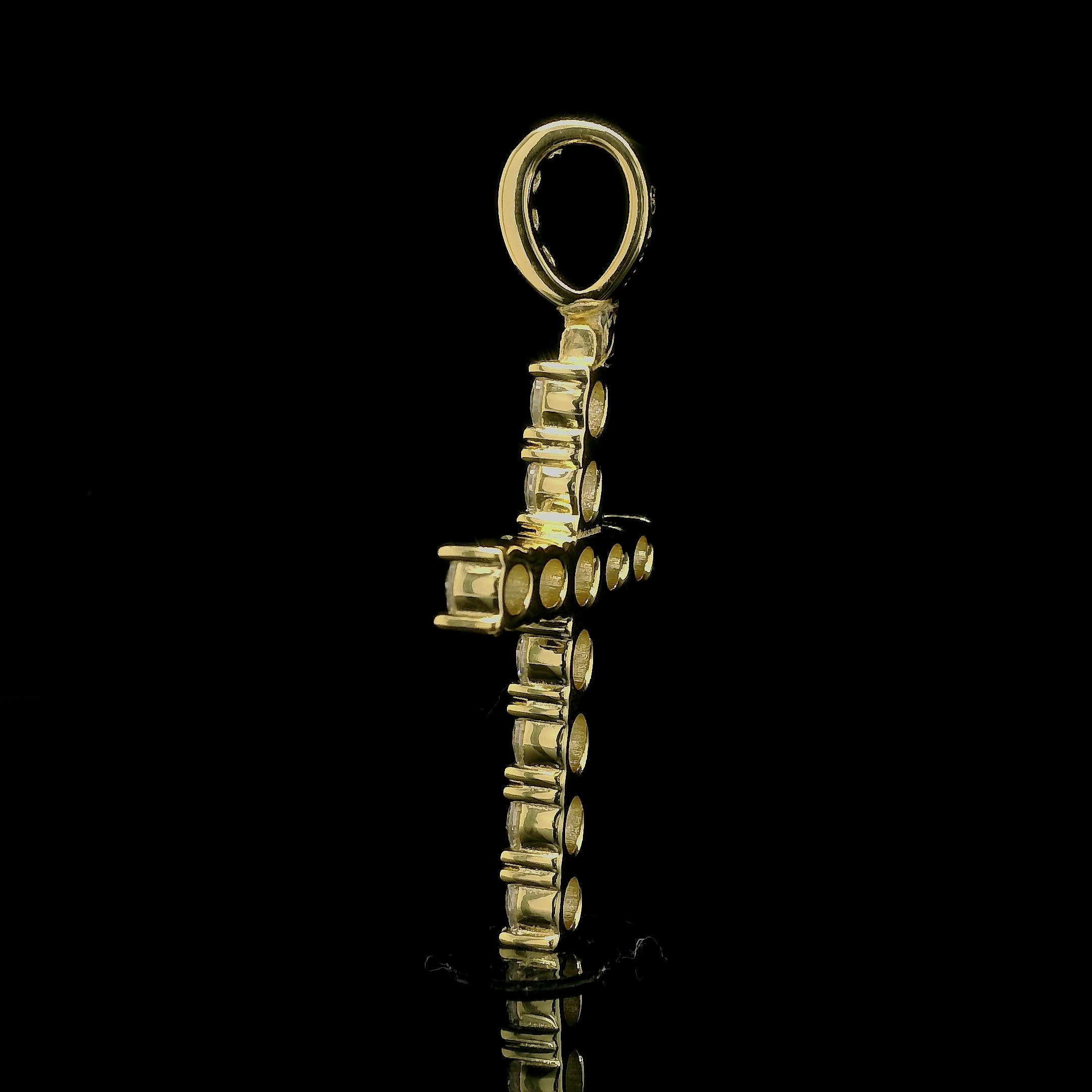 Men's Iced Out Chunky Tennis Cross Pendant | 3.48ct | 30mm | VVS