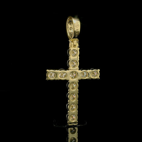 Men's Iced Out Chunky Tennis Cross Pendant | 3.48ct | 30mm | VVS