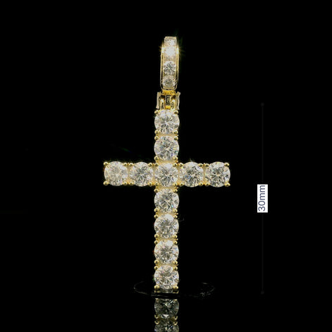 Men's Iced Out Chunky Tennis Cross Pendant | 3.48ct | 30mm | VVS
