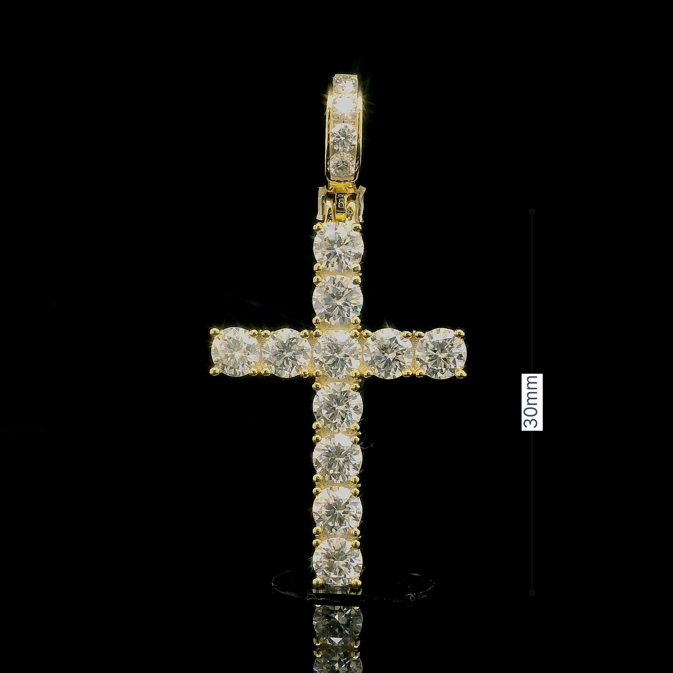 Men's Iced Out Chunky Tennis Cross Pendant | 3.48ct | 30mm | VVS