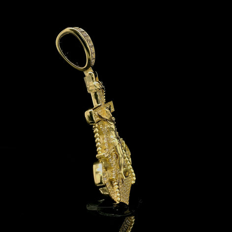 Men's Iced Out Crucifix Anchor Ship Wheel Pendant | 0.8ct | 30mm | VVS