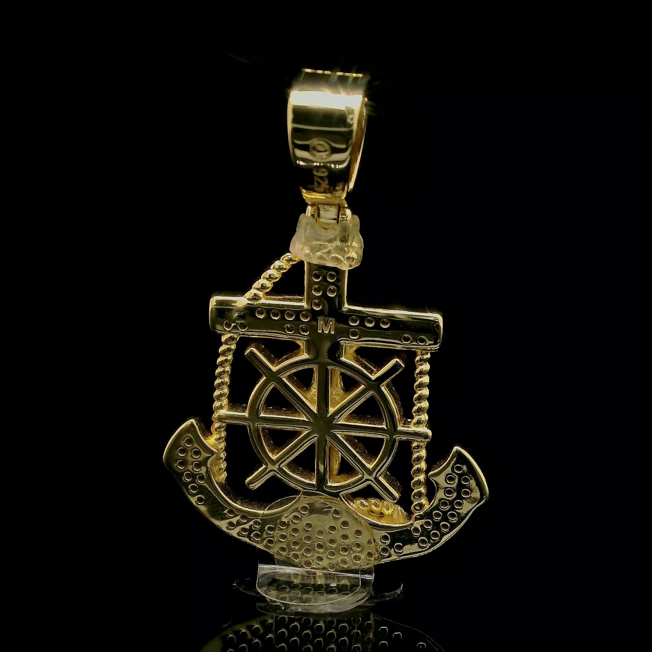Men's Iced Out Crucifix Anchor Ship Wheel Pendant | 0.8ct | 30mm | VVS