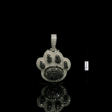 Two Tone Gold Paw Print Diamond Pendant | 1.01ct | 18mm | VVS