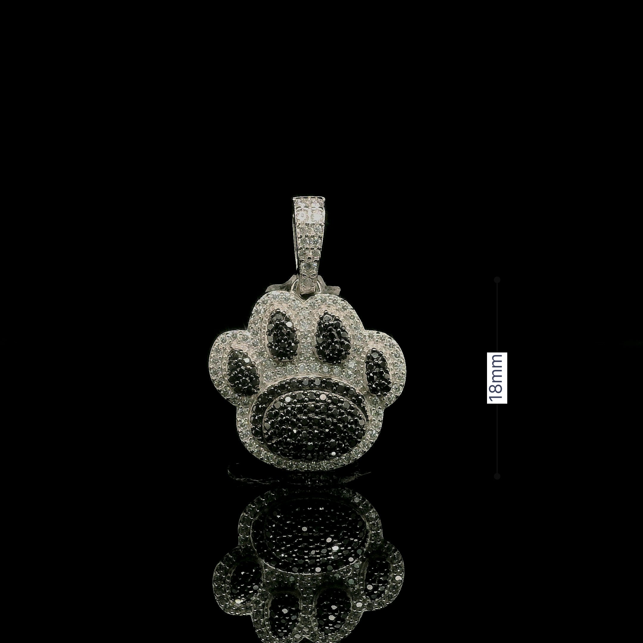 Two Tone Gold Paw Print Diamond Pendant | 1.01ct | 18mm | VVS