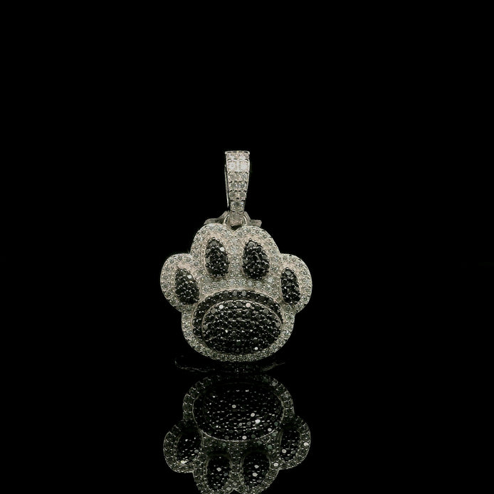 Two Tone Gold Paw Print Diamond Pendant | 1.01ct | 18mm | VVS