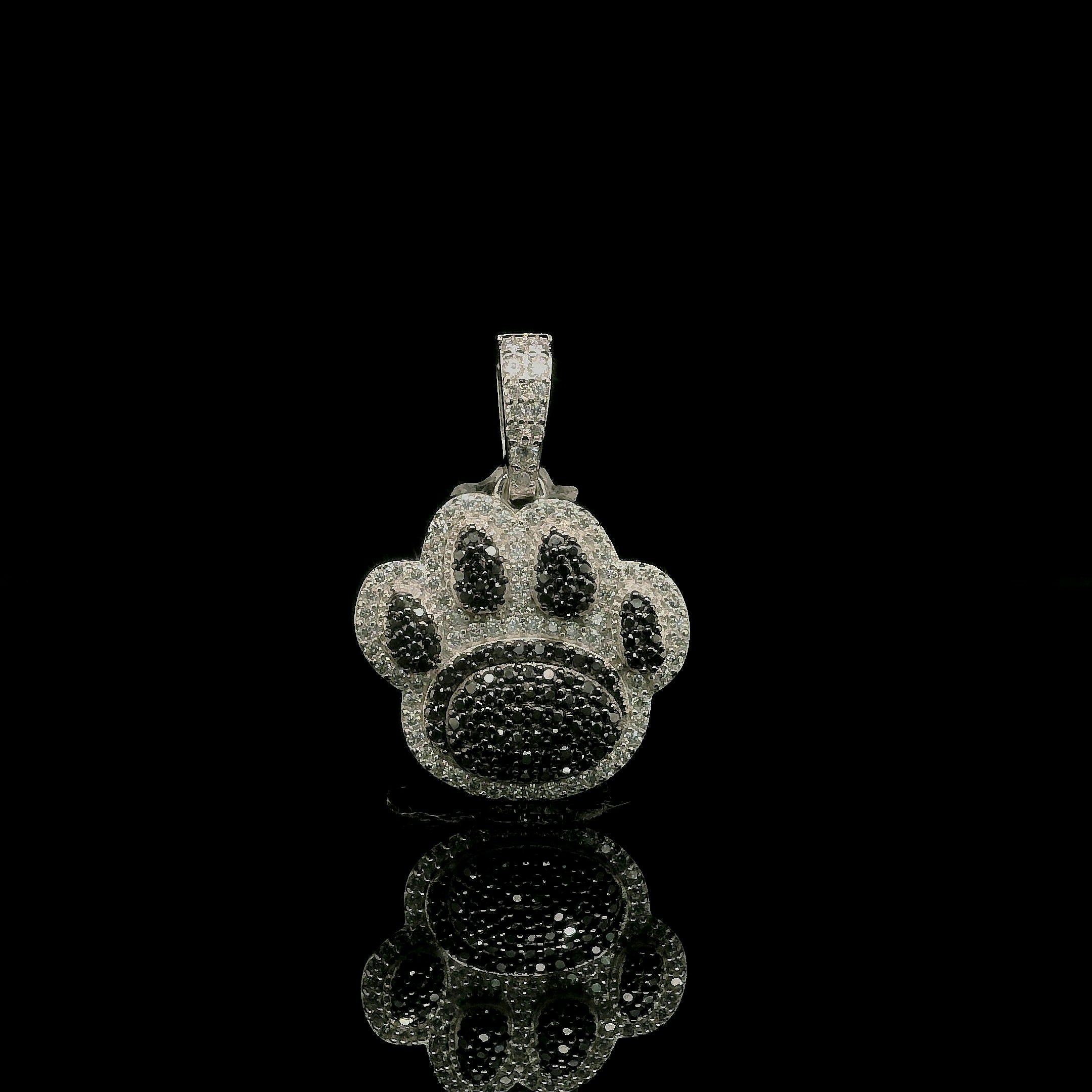 Two Tone Gold Paw Print Diamond Pendant | 1.01ct | 18mm | VVS