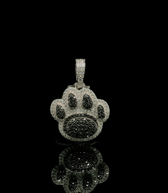 Two Tone Gold Paw Print Diamond Pendant | 1.01ct | 18mm | VVS