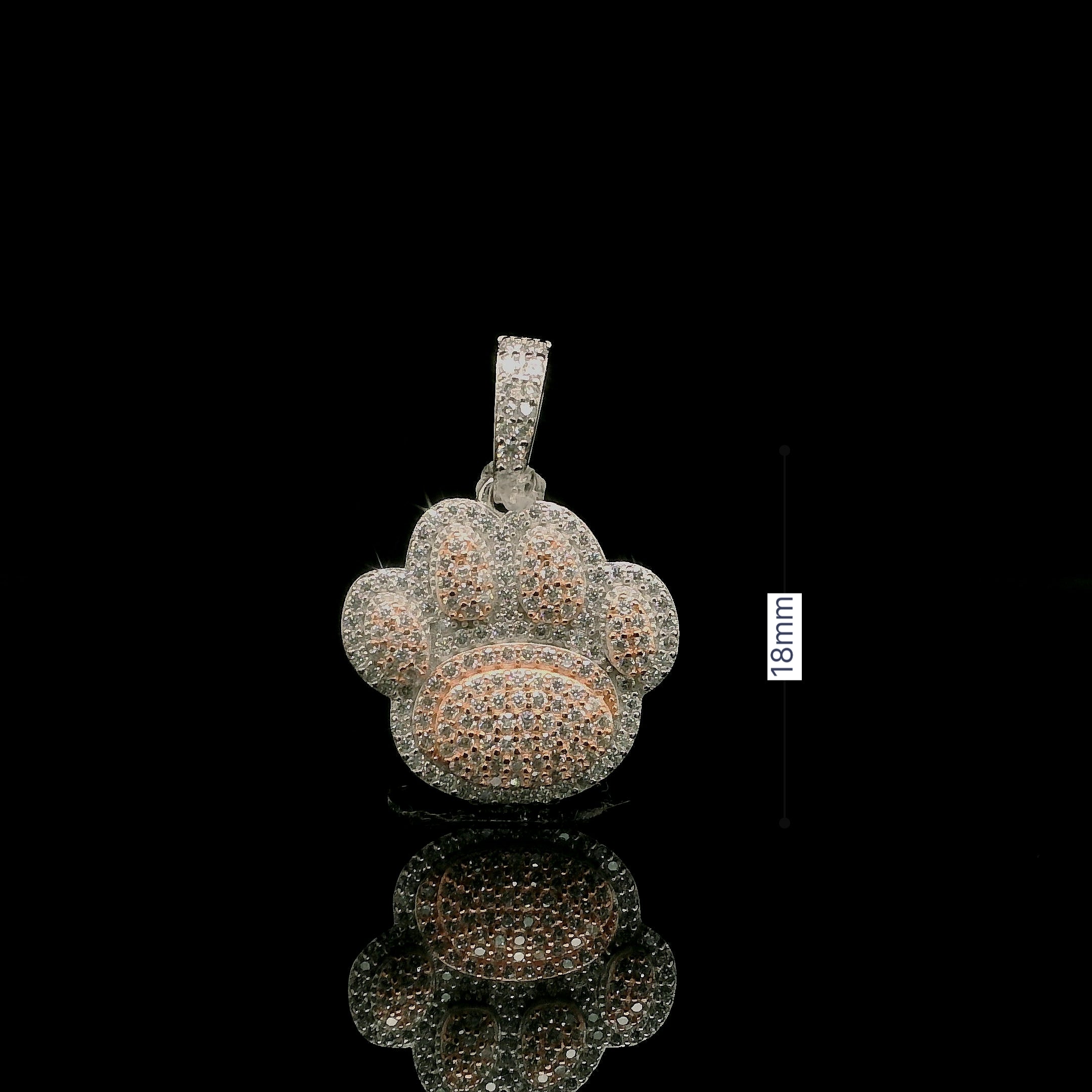 Two Tone Gold Paw Print Diamond Pendant | 1.01ct | 18mm | VVS