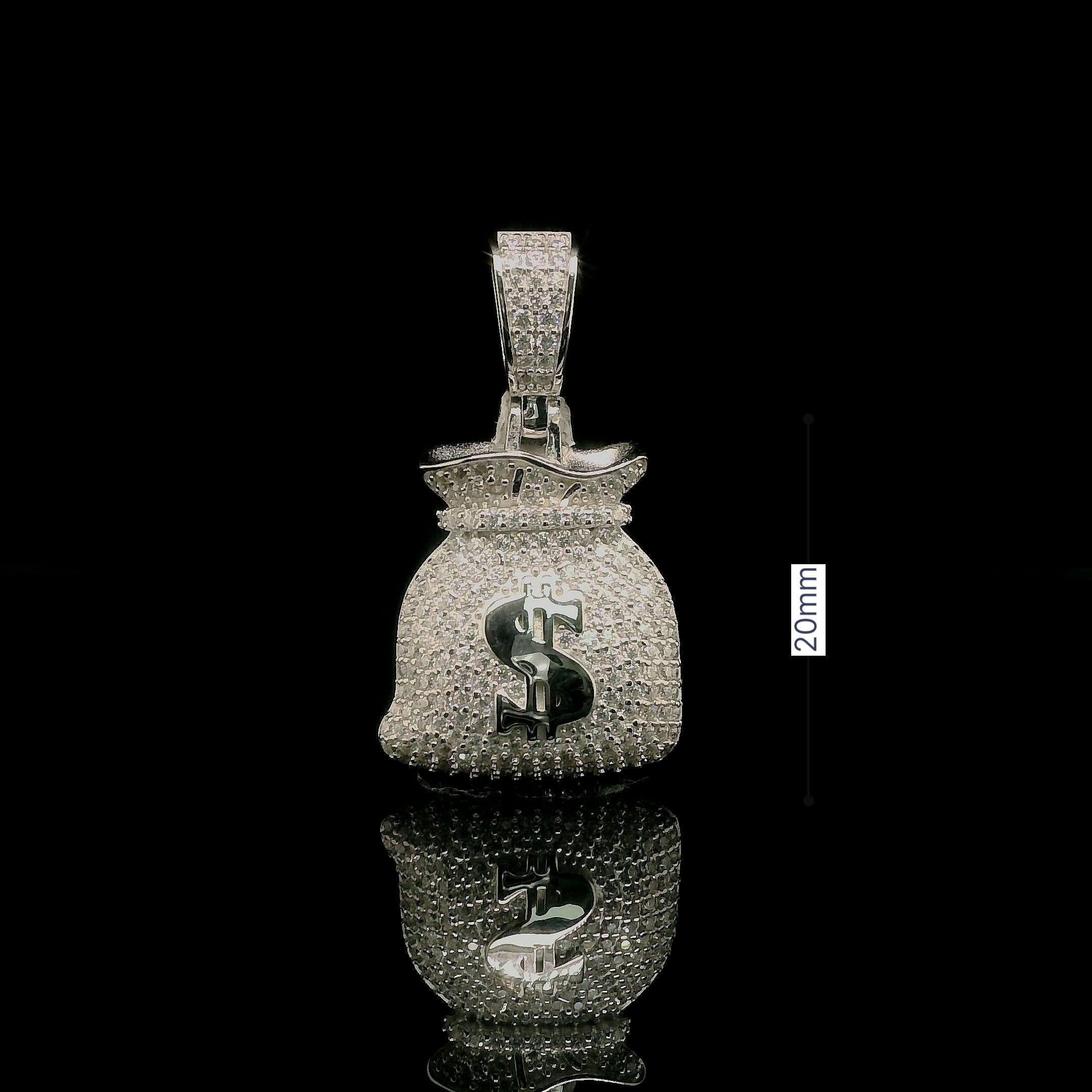 Micro Pave Diamond Money Bag Pendant | 1.28ct | 20mm | VVS