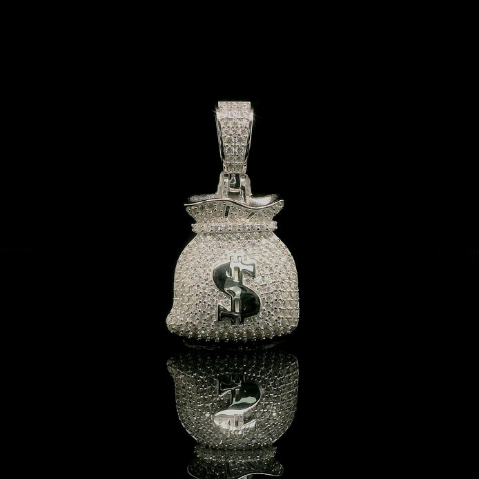 Micro Pave Diamond Money Bag Pendant | 1.28ct | 20mm | VVS
