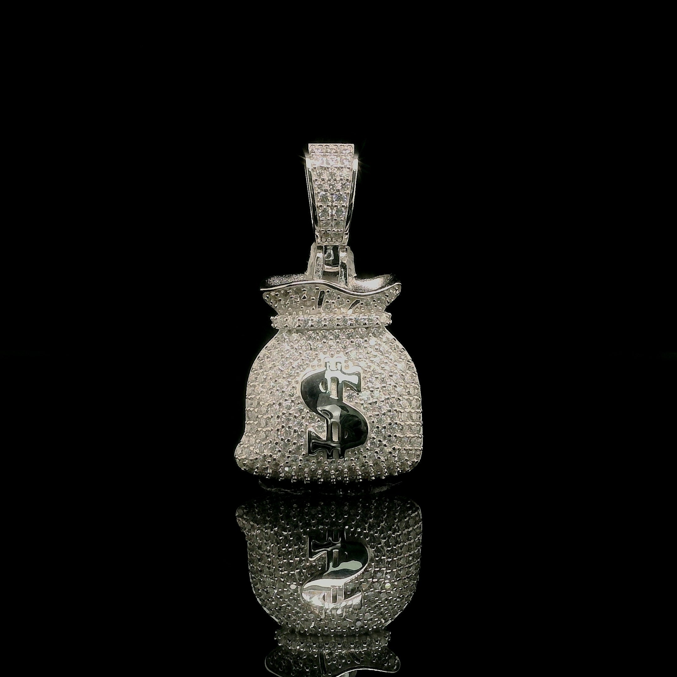 Micro Pave Diamond Money Bag Pendant | 1.28ct | 20mm | VVS