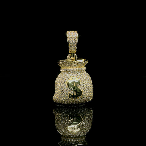 Micro Pave Diamond Money Bag Pendant | 1.28ct | 20mm | VVS