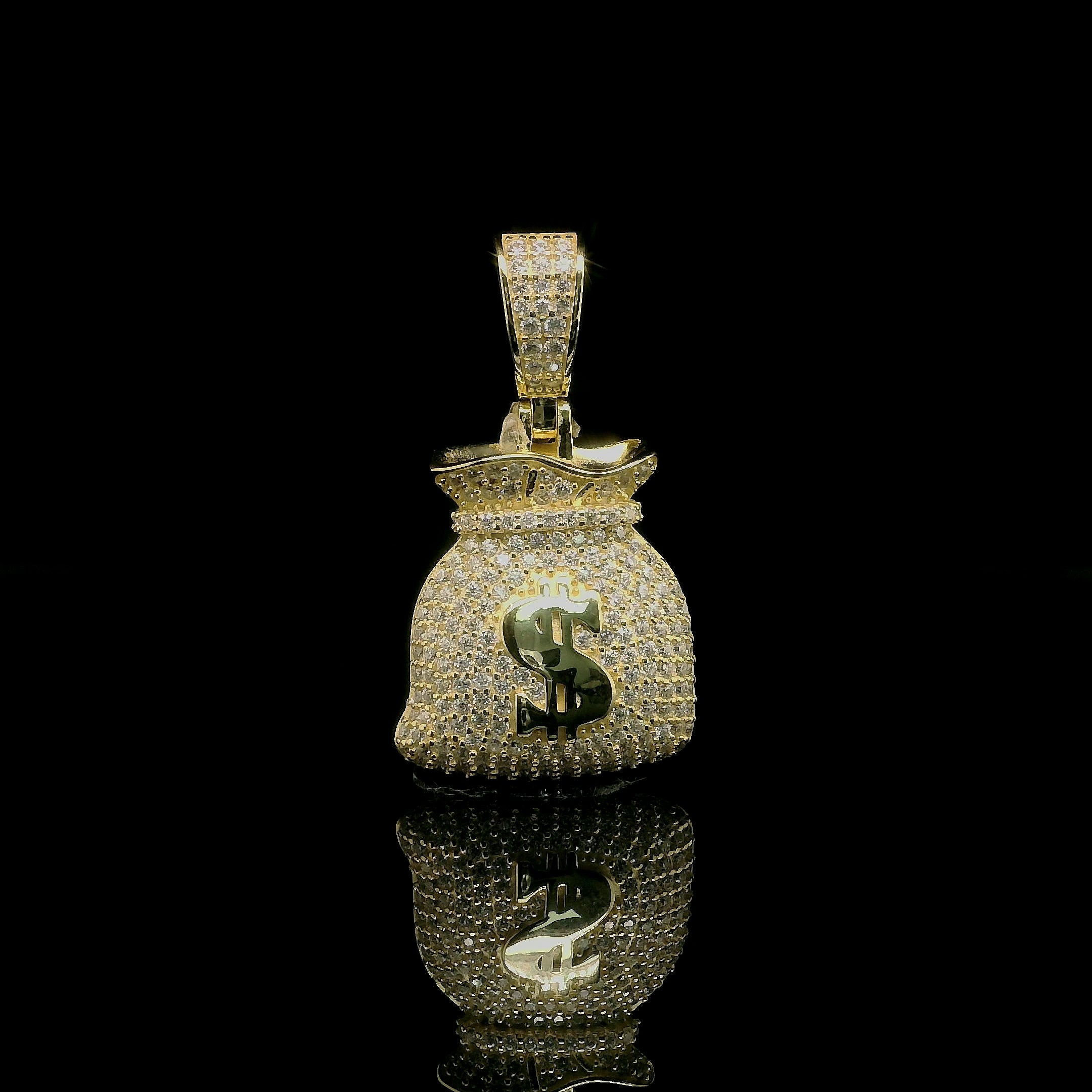 Micro Pave Diamond Money Bag Pendant | 1.28ct | 20mm | VVS
