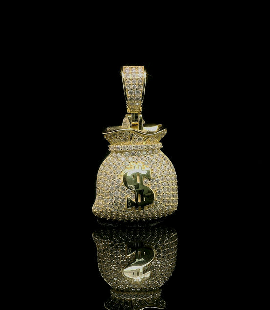 Micro Pave Diamond Money Bag Pendant | 1.28ct | 20mm | VVS