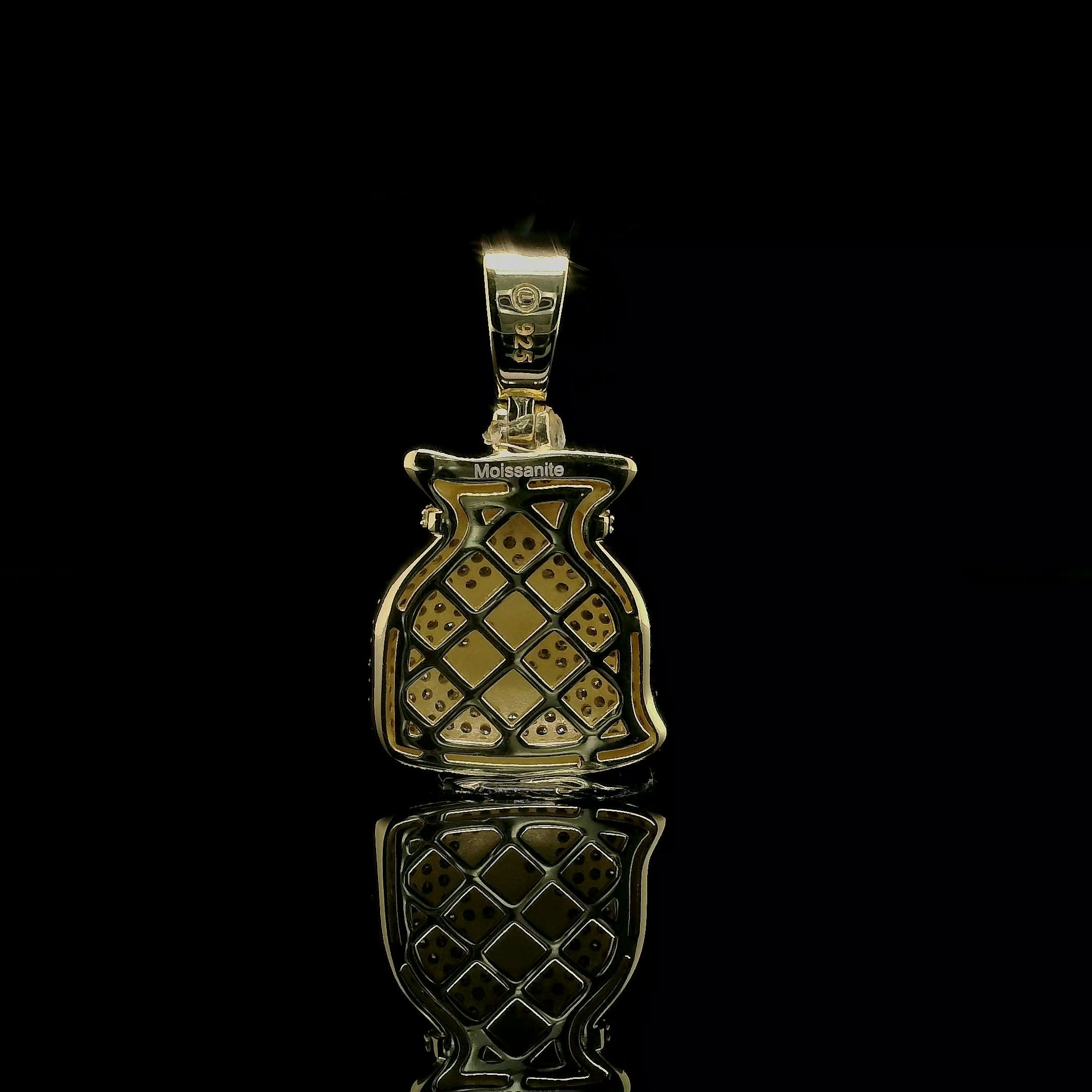 Micro Pave Diamond Money Bag Pendant | 1.28ct | 20mm | VVS