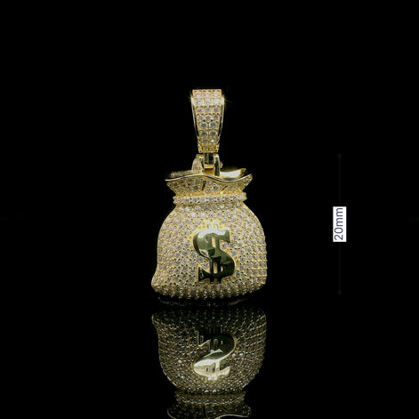 Micro Pave Diamond Money Bag Pendant | 1.28ct | 20mm | VVS