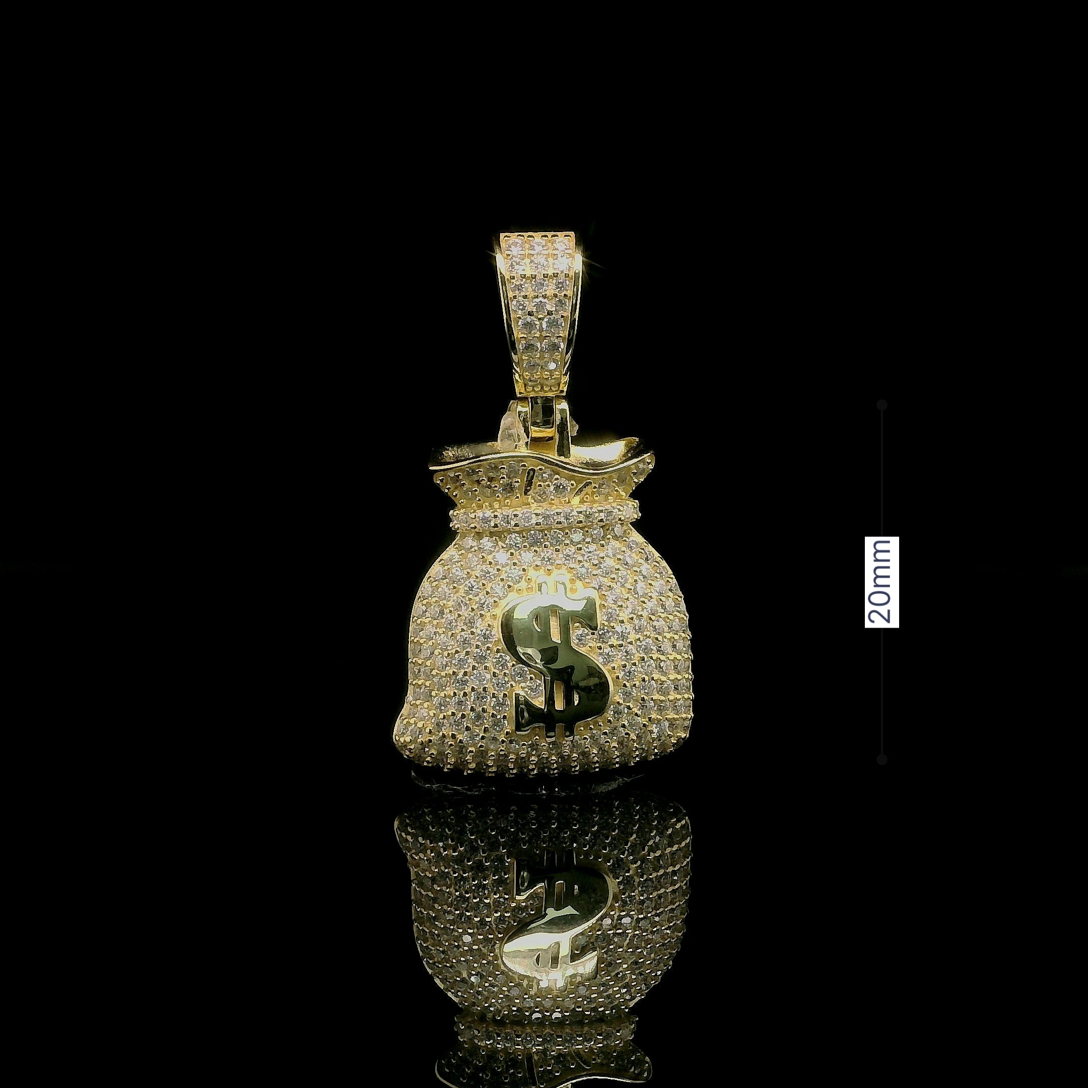 Micro Pave Diamond Money Bag Pendant | 1.28ct | 20mm | VVS