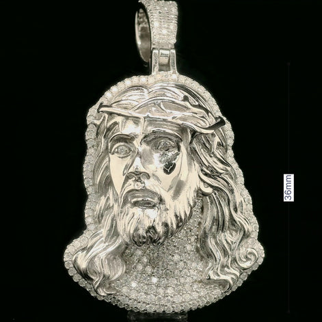 Iced Out Jesus Head Pendant | 36mm | VVS
