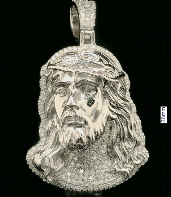 Iced Out Jesus Head Pendant | 36mm | VVS