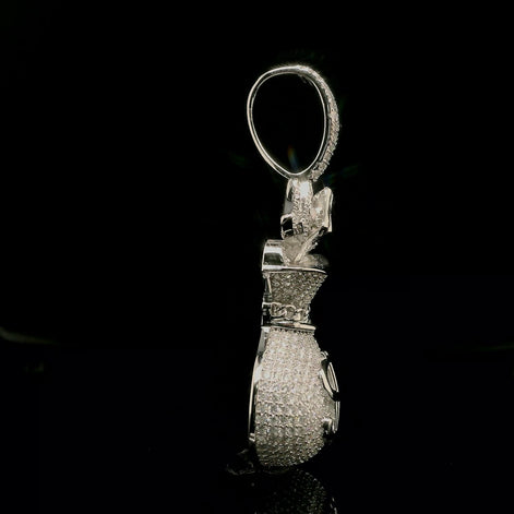 Micro Pave Diamond Money Bag Pendant | 3.2ct | 36mm | VVS