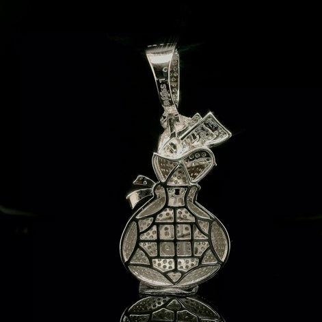 Micro Pave Diamond Money Bag Pendant | 3.2ct | 36mm | VVS