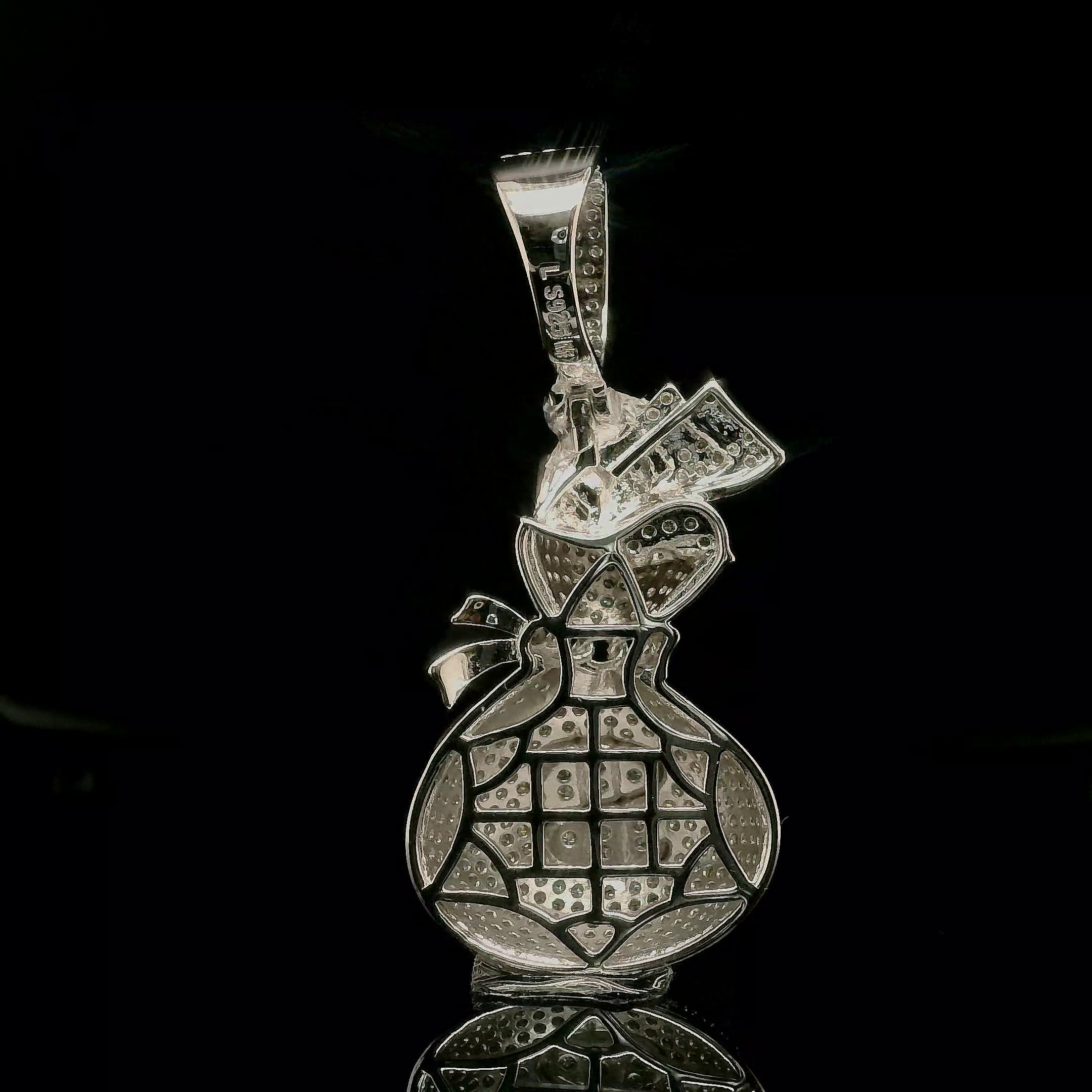 Micro Pave Diamond Money Bag Pendant | 3.2ct | 36mm | VVS