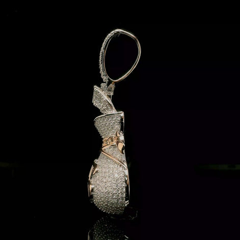 Micro Pave Diamond Money Bag Pendant | 3.2ct | 36mm | VVS